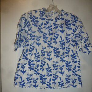 THML Ruffle Neck Blouse Size M  Anthropologie Style Cotton Top NWT